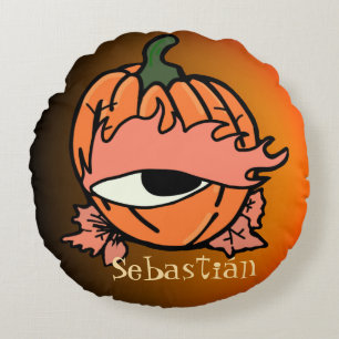 Cojín Redondo El ojo tenebroso de la calabaza temblorosa