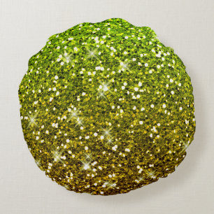 Cojín Redondo El oro verde claro brillante brilla