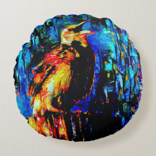 Cojín Redondo El pájaro solitario 2