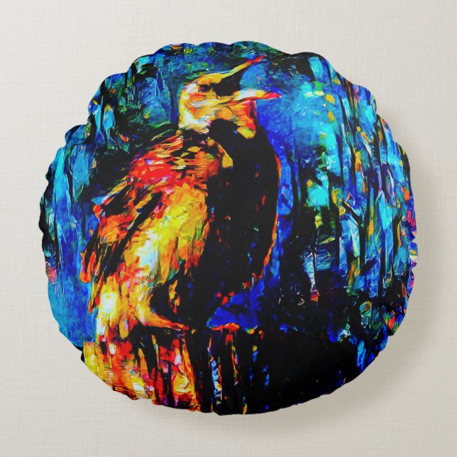 Cojín Redondo El pájaro solitario 2 (Anverso)