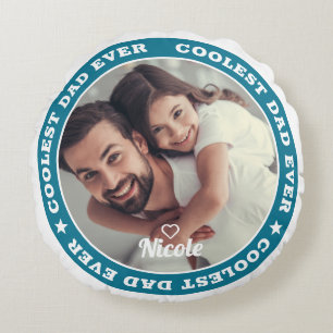 Cojín Redondo El papá más genial jamás Foto personalizada modern