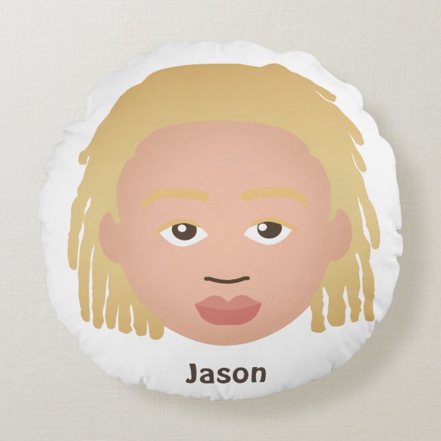 Cojín Redondo El pelo natural personalizado de los niños (Anverso)