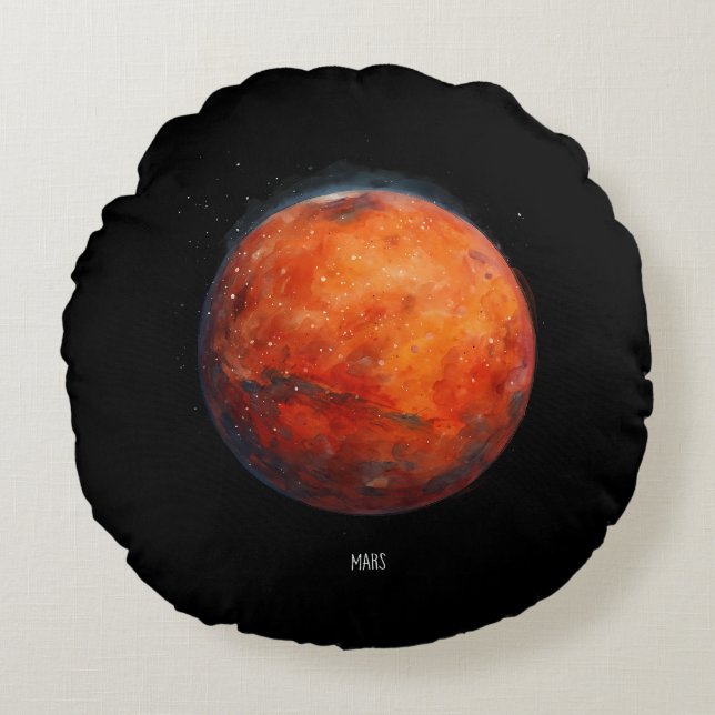 Cojín Redondo El planeta rojo: acuarela de Marte (Anverso)