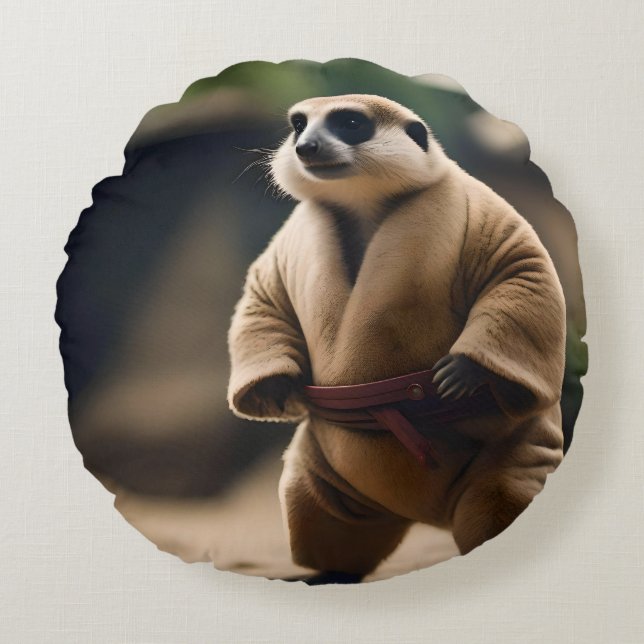 Cojín Redondo El Poderoso Meerkat: La Muerte Del Sumo, (Anverso)