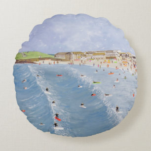 Cojín Redondo El practicar surf en Porthmeor