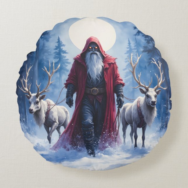 Cojín Redondo El Rey del Invierno Llega.  (Anverso)