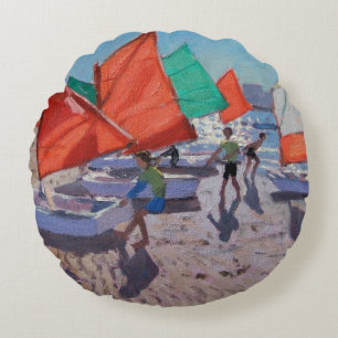 Cojín Redondo El rojo navega Royan Francia