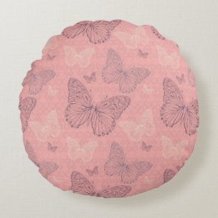 Cojín Redondo El rosa de la mariposa