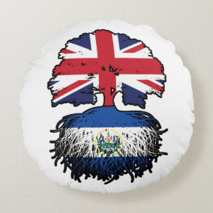 Cojín Redondo El Salvador Bandera de raíces británicas salvadore