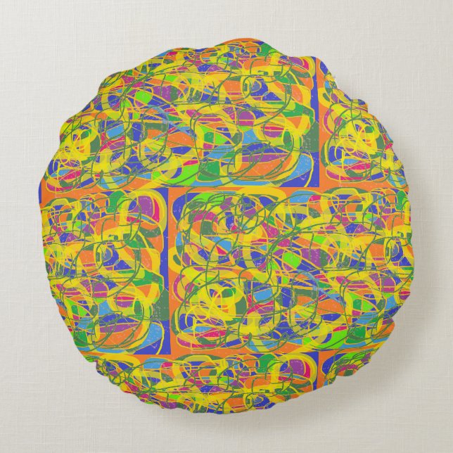 Cojín Redondo El sari indio parece arte abstracto medallones brr (Reverso)