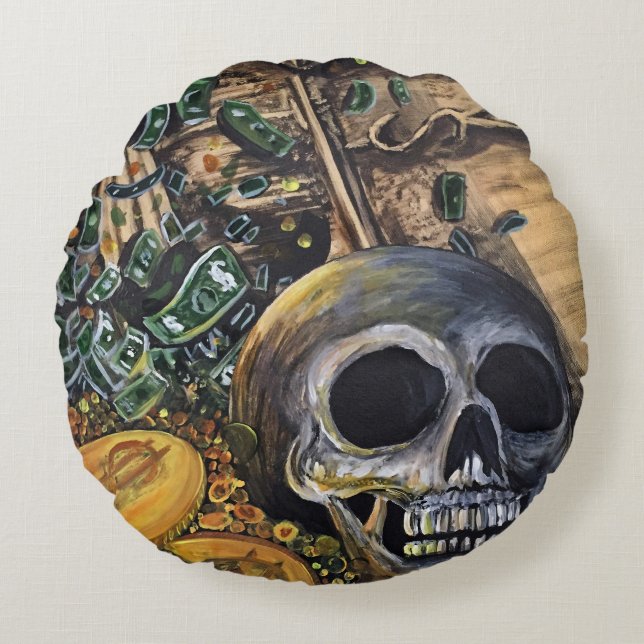 Cojín Redondo El tiempo es dinero (Anverso)