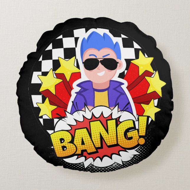 Cojín Redondo El tipo del bang (Anverso)