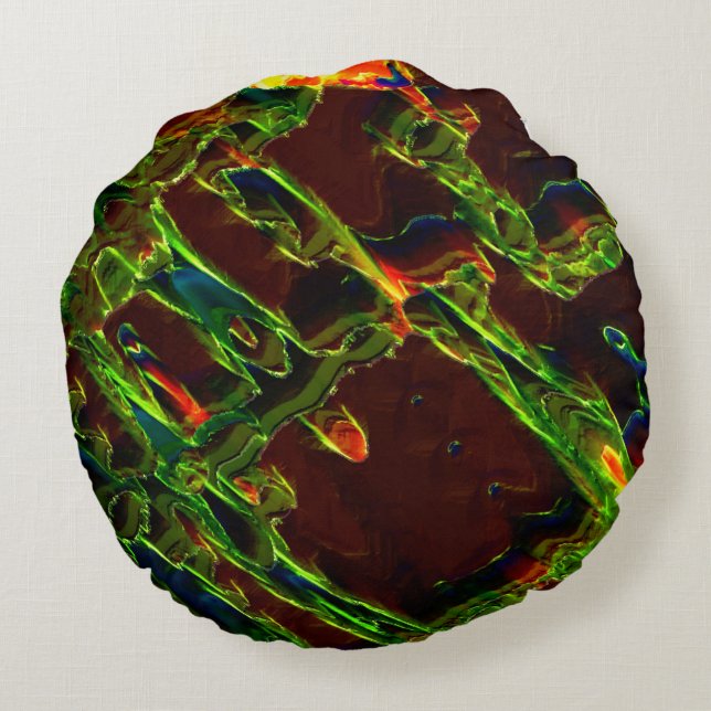 Cojín Redondo El verde se drena en llamas (Reverso)