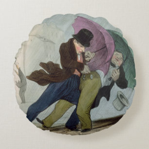 Cojín Redondo El viaje del paraguas, de 'Flibustiers Parisiens