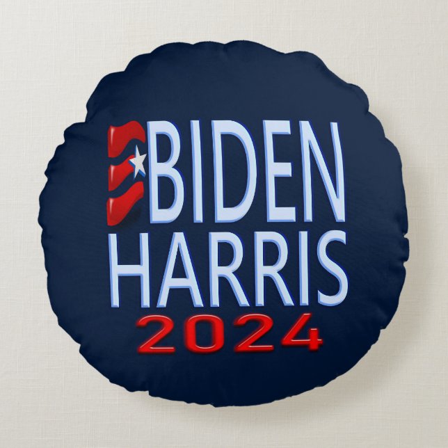 Cojín Redondo Elecciones presidenciales de Biden Harris 2024 (Anverso)