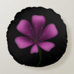 Cojín Redondo Electric Purple Glossy Bloom Moody Dark Botanical<br><div class="desc">Illuminate your style with this electric purple glossy bloom. Featuring a vibrant magenta palette and high-shine digital finish, this floral illustration stands out with sharp, clean lines and a moody black background. Perfect for fans of modern botanical art, vaporwave aesthetics, and dark garden decor. This striking violet blossom is designed...</div>