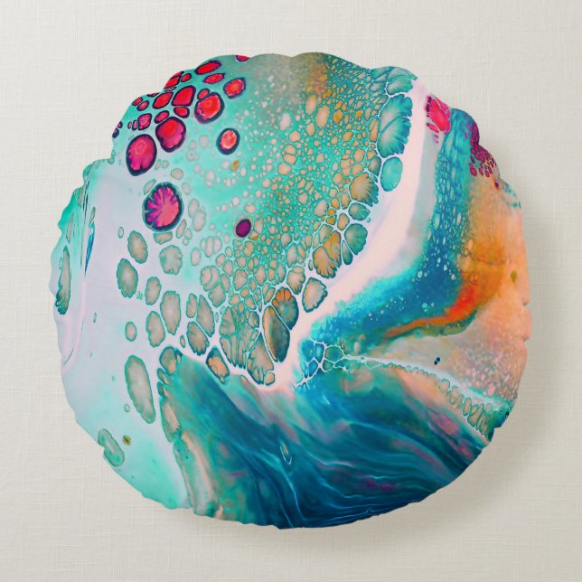 Cojín Redondo Electric Tides of Color Marble (Anverso)