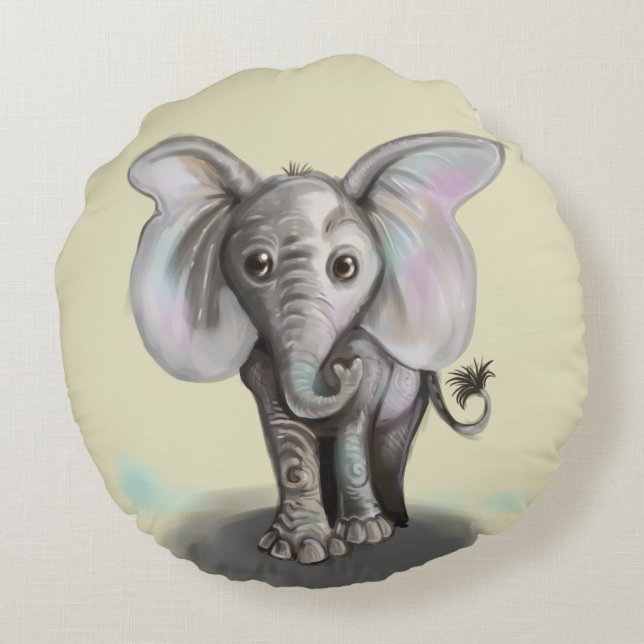 Cojín Redondo Elefante bebé (Reverso)