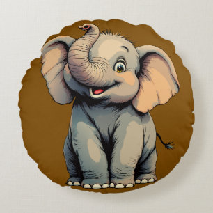 Cojín Redondo Elefante Bebé Adorable