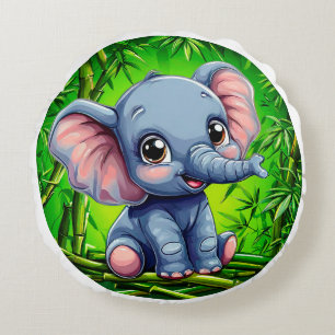 Cojín Redondo Elefante de dibujos animados lindo