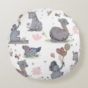 Cojín Redondo "Elefante de Elefante y Polka Hen"