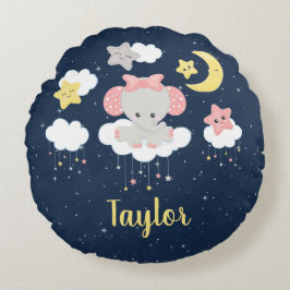 Cojín Redondo Elefante rosa y marina