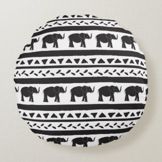 Cojín Redondo Elefantes, líneas, triángulos, impecables decorati