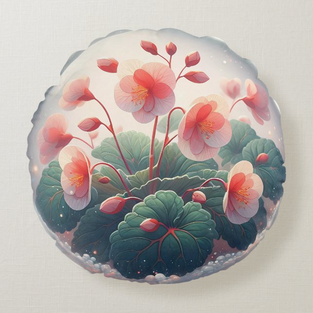 Cojín Redondo Elegance Begonia Flowers (Anverso)