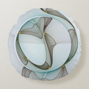 Cojín Redondo Elegancia abstracta moderna turquesa marrón dorado