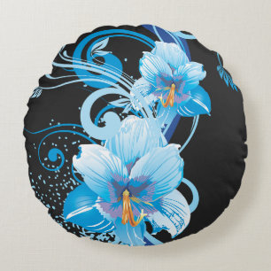 Cojín Redondo Elegancia de Flor de Azure