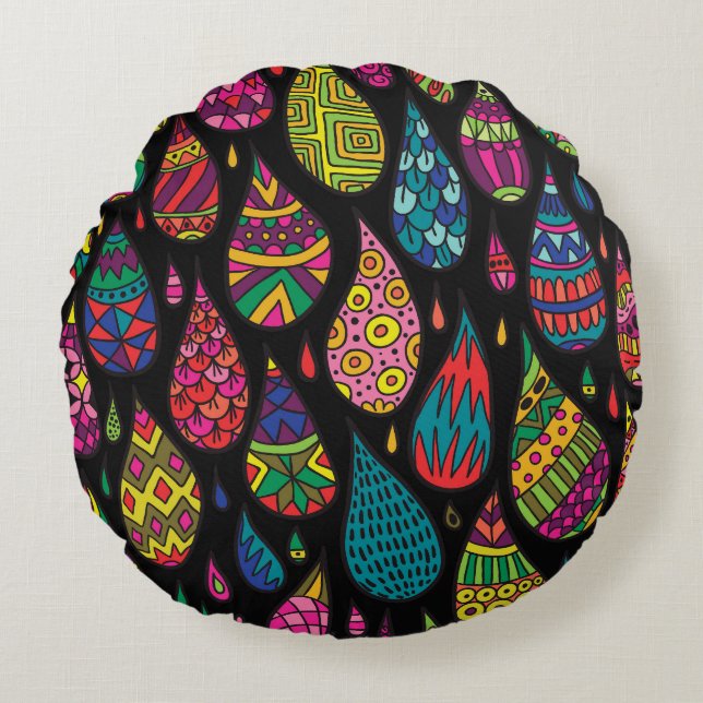 Cojín Redondo Elegancia floral, fondo abstracto. (Anverso)