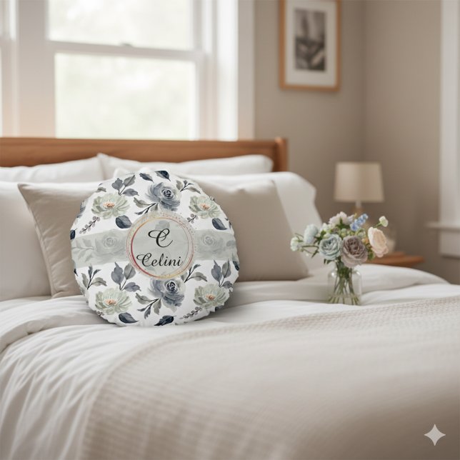 Cojín Redondo Elegancia floral: un impresionante patrón acuarela (Floral Watercolor Elegance Round Pillow)