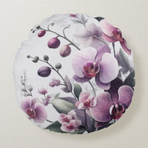 Cojín Redondo Elegancia Orquídea Encantadora Sinfonía de Eleganc