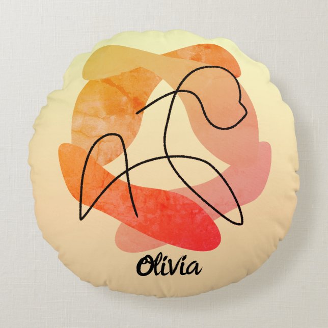 Cojín Redondo Elegancia personalizada y esencia de un caballo li (Anverso)