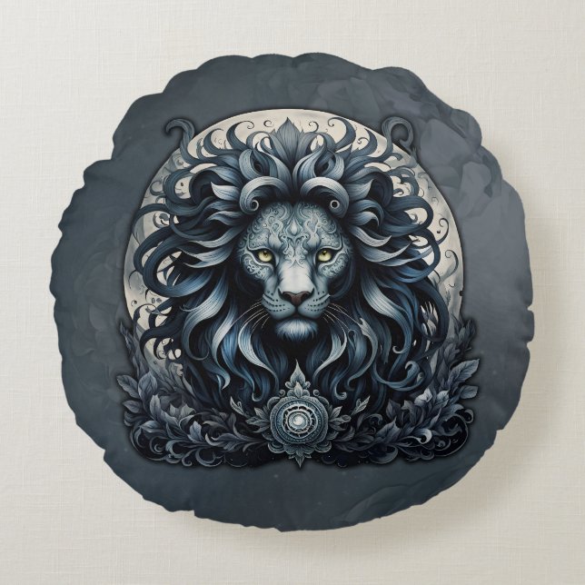 Cojín Redondo Elegancia real, majestuosa mirada ornamentada cabe (Anverso)