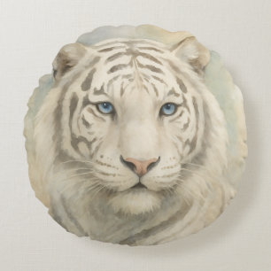 Cojín Redondo Elegancia Salvaje Tigre Blanco Majestuoso Animal