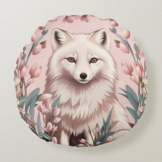 Cojín Redondo Elegant Arctic Fox Pink Floral