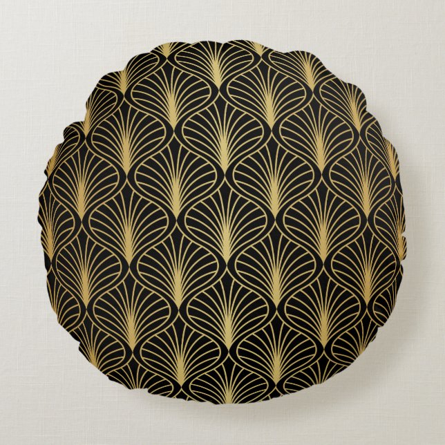 Cojín Redondo Elegant Art Deco Background. Seamless Abstract Pat (Anverso)