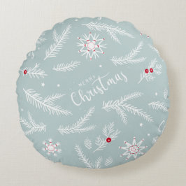 Cojín Redondo Elegant Christmas Pillow with Pine & Script