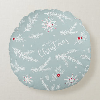 Cojín Redondo Elegant Christmas Pillow with Pine & Script
