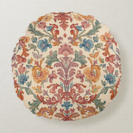 Cojín Redondo Elegant, Flowers Ornaments,Pink, Peach,Orange Blue