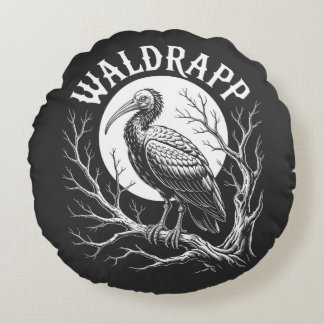 Cojín Redondo Elegant Ibis – Monochrome Wildlife - endangered 