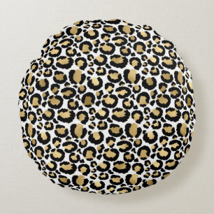 Cojín Redondo Elegant Monochromatic Leopard Spots Wild Glam