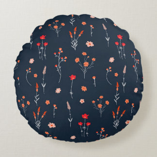 Cojín Redondo Elegant Navy Floral Round Pillow
