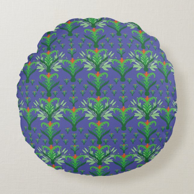 Cojín Redondo Elegant Red Mandala Geometric Bedroom & Home Texti (Anverso)