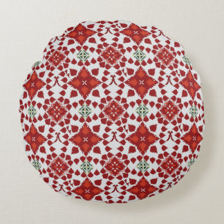 Cojín Redondo Elegant Red Mandala Geometric Bedroom & Home Texti
