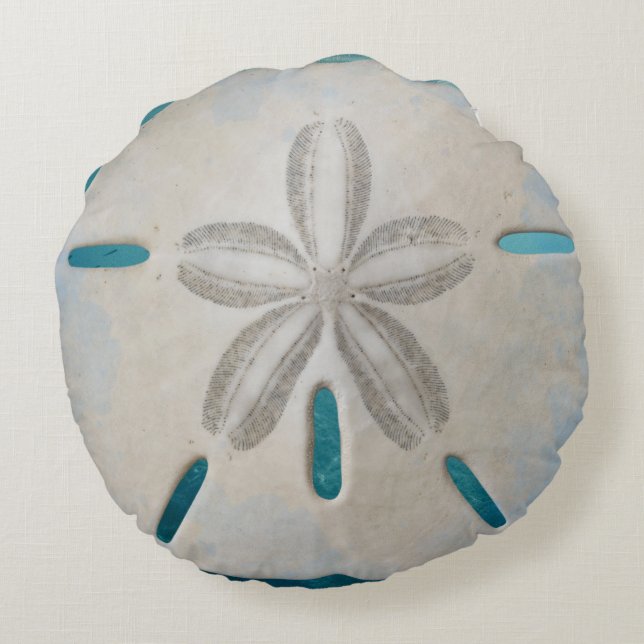 Cojín Redondo Elegant Sand Dollar Beach Decor (Reverso)