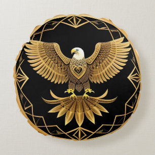 Cojín Redondo Elegante águila dorada hogar moderno de lujo inspi