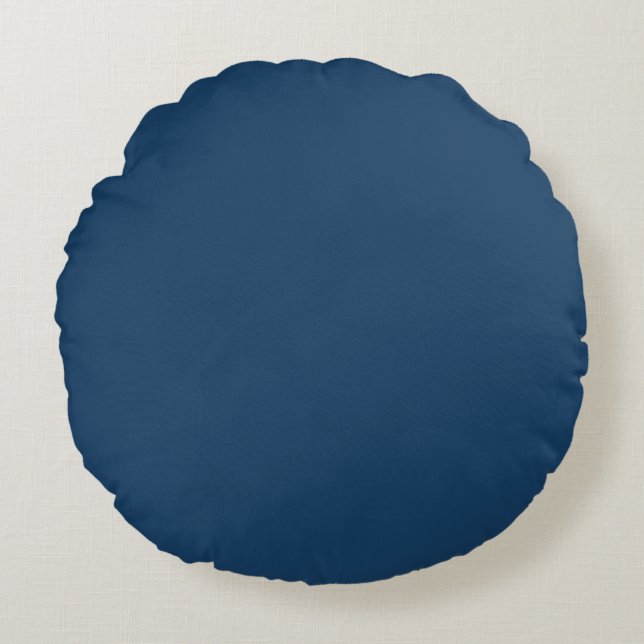 Cojín Redondo Elegante Azul Sólido  (Anverso)