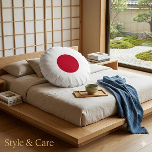 Cojín Redondo Elegante bandera de Japón inspirada minimalista